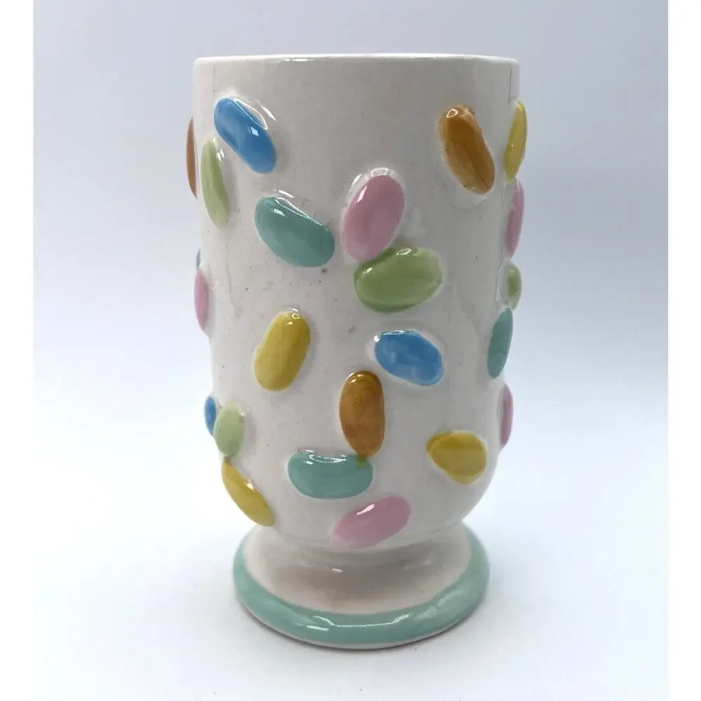 Vtg Ceramic Jelly Bean Easter Vase Candy Jar Dish 8402 Shafford Japan Pastel 6